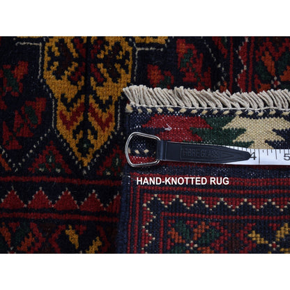 3'X10'2" Red Afghan Khamyab Shiny Wool Hand Knotted Runner Rug