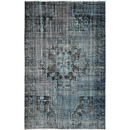 3'6"X5'9" Gray Ovedyed Vintage Zoroastrian Worn Down Hand Knotted Wool Rug