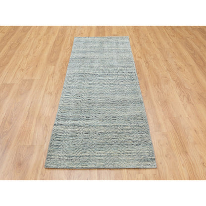2'6"X7'10" Variegated Design Hand Loomed Pure Wool Modern Runner Rug