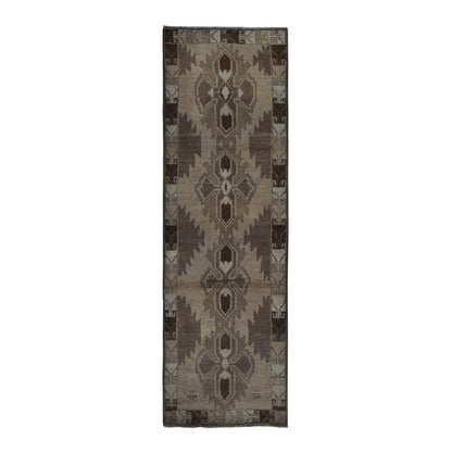 2'5"X8' Tan Color Washed Out Afghan Balooch Wool Hand Knotted Runner Rug