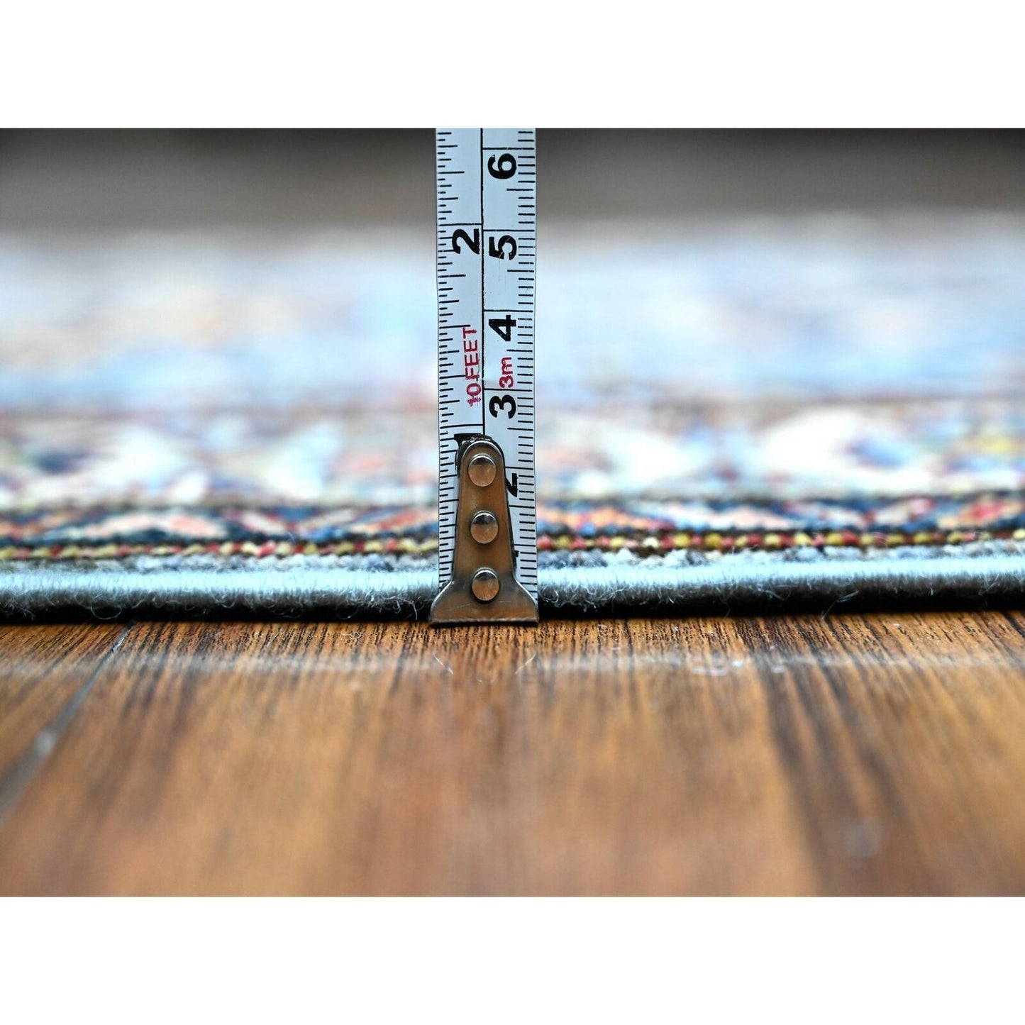 2'7"X8'4" Gray Hand Knotted Super Kazak Runner All Wool Oriental Rug
