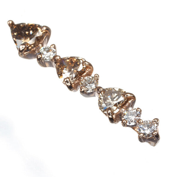 Brown &Clear Diamond 0.31Ct/0.10Ct Heart-Shaped Pendant 18K 750 Rose Gold