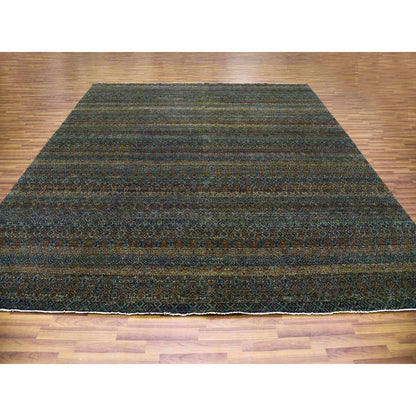 12'X12' Brown Kohinoor Herrita Design Wool Hand Knotted Xl Square Rug