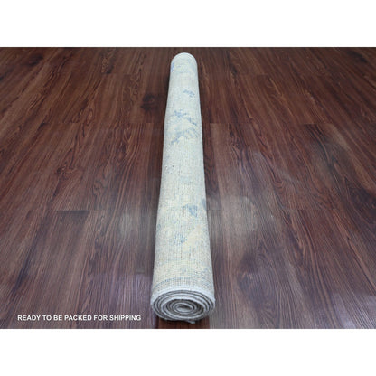 4'X5'10" Sonic Gray Hand Knotted Afghan Angora Oushak Wool Oriental Rug