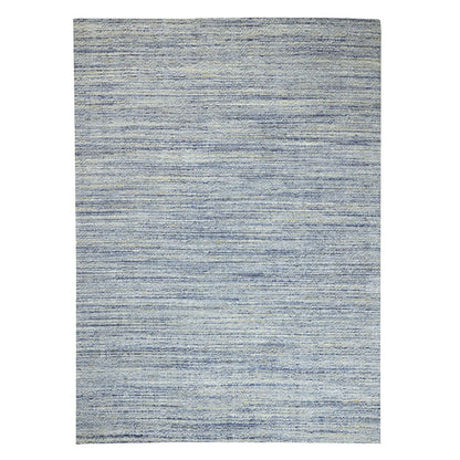 9'X11'10" Blue Hand Loomed Variegated Design Organic Wool Oriental Rug