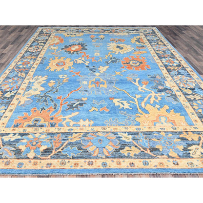 9'4"X12'4" Norse Blue Pure Wool Densely Woven Hand Knotted Oriental Rug