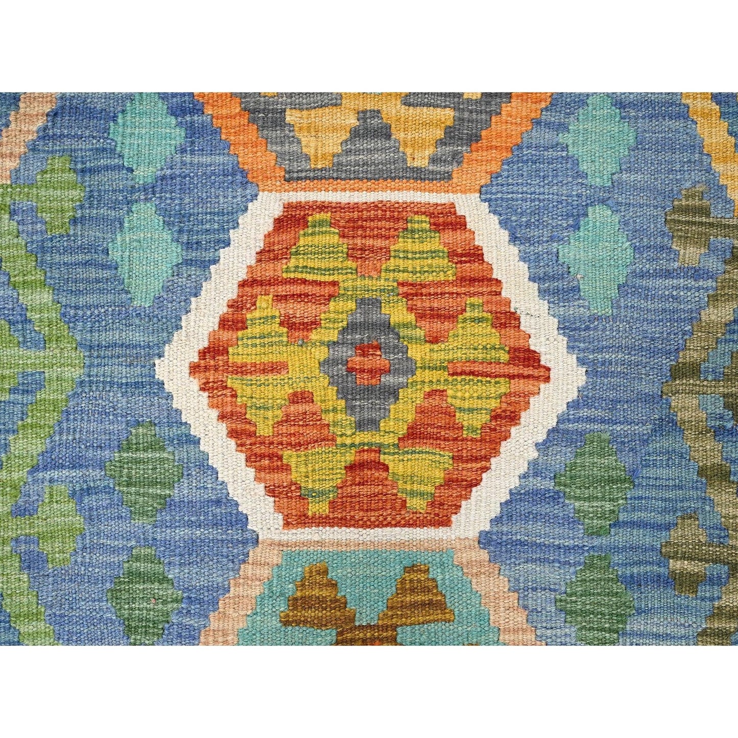 1'10"X5' Colorful Afghan Kilim 100% Wool Rug Flat Weave Hand Woven Runner