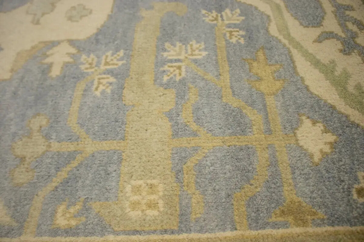 Handmade Oushak Oriental Rug Muted Gray Floral