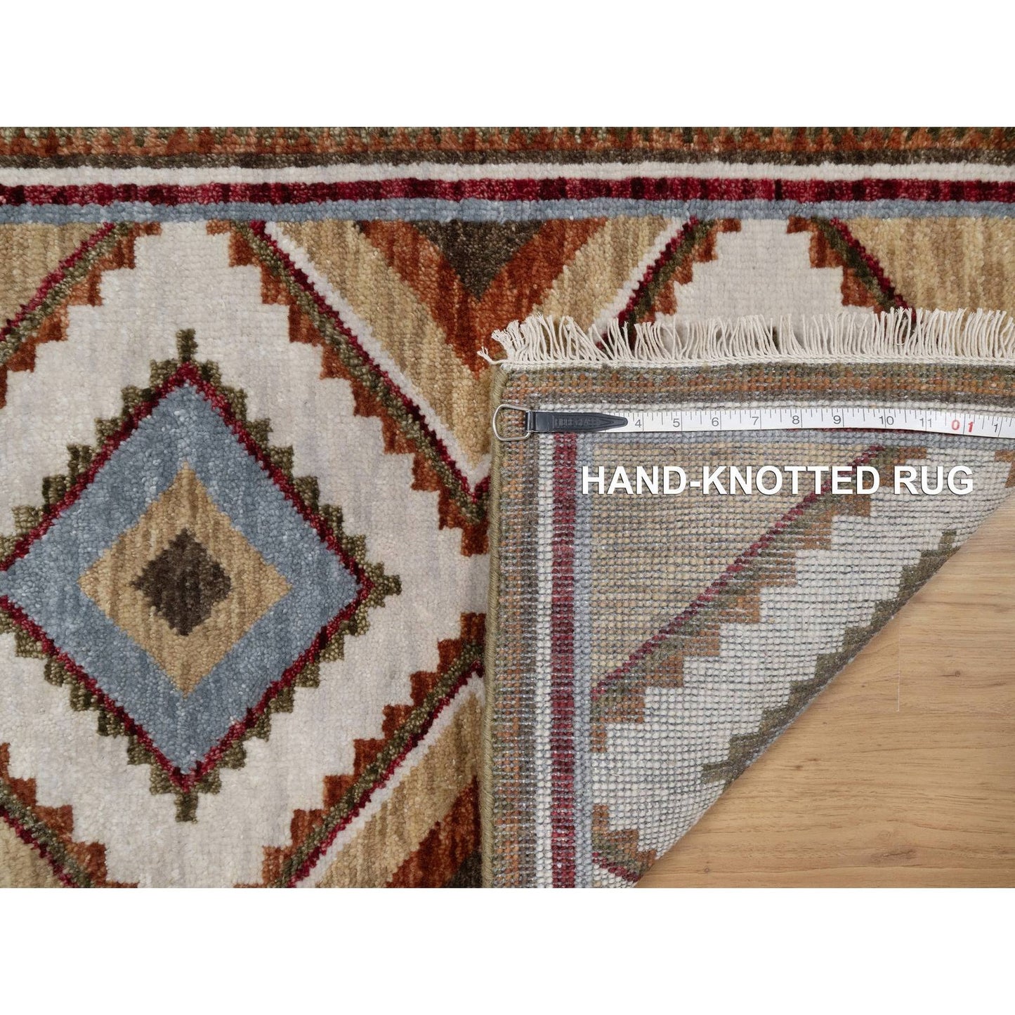 2'1"X3'1" Pastel Gray Southwest Indian Design Hand Knotted Wool Mat Rug