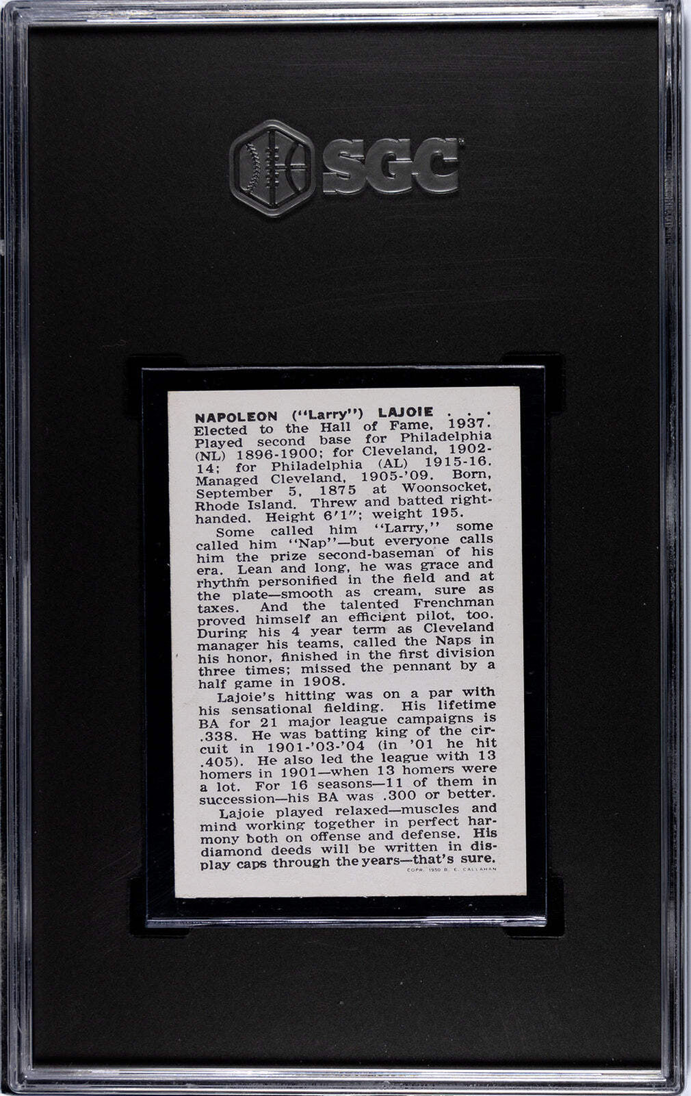 Napoleon Lajoie 1950-56 Callahan Hof Sgc 6.5