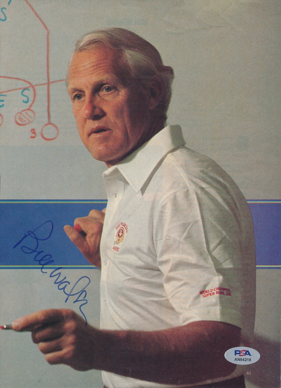 Bill Walsh Hof Signed 8X10 Magazine Photo San