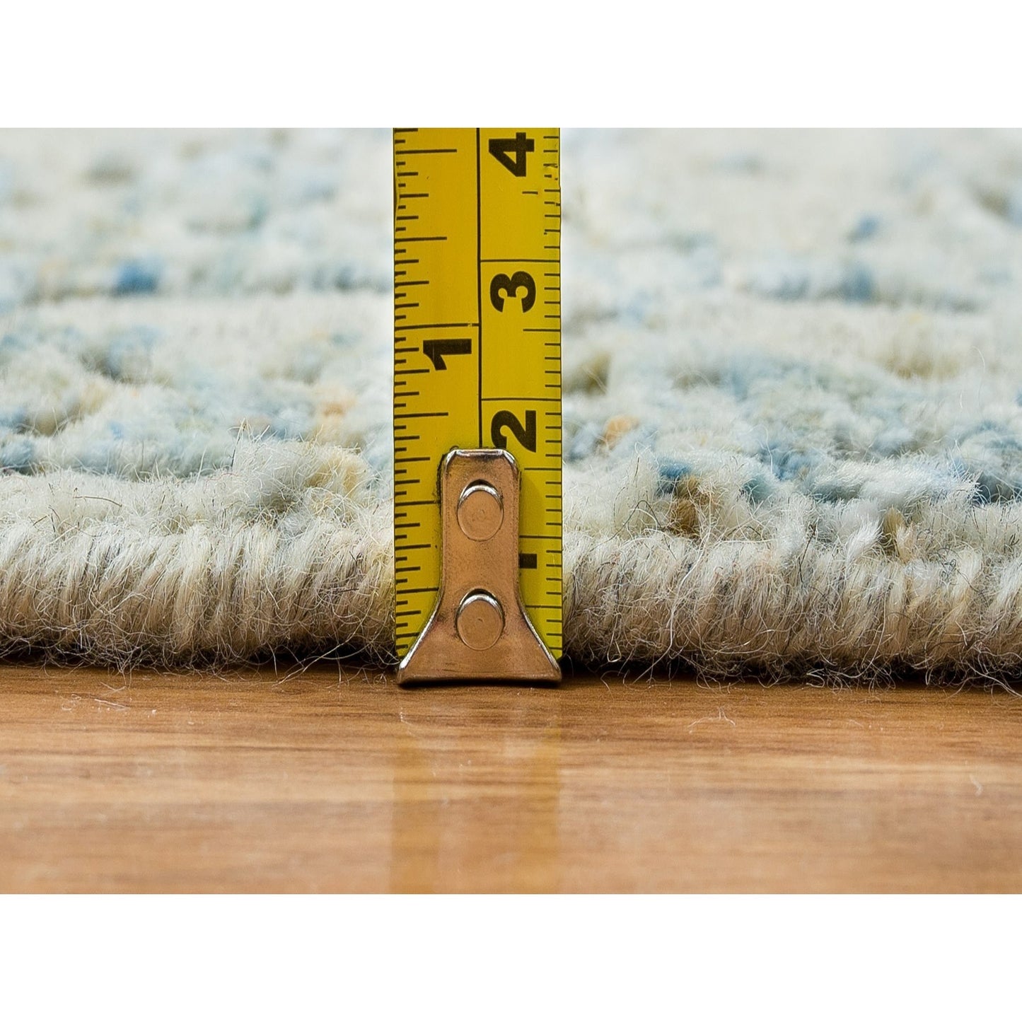 11'10"X11'10" Gray Wool And Silk Modern Jacquard Hand Loomed Round Rug