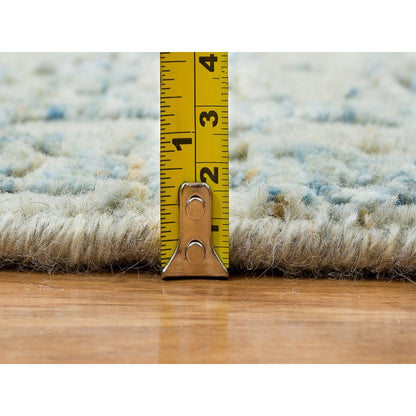 11'10"X11'10" Gray Wool And Silk Modern Jacquard Hand Loomed Round Rug