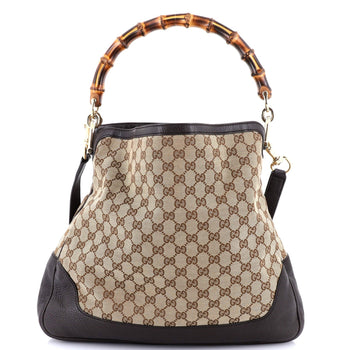 Gucci Diana Bamboo Shoulder Bag Gg Canvas Medium