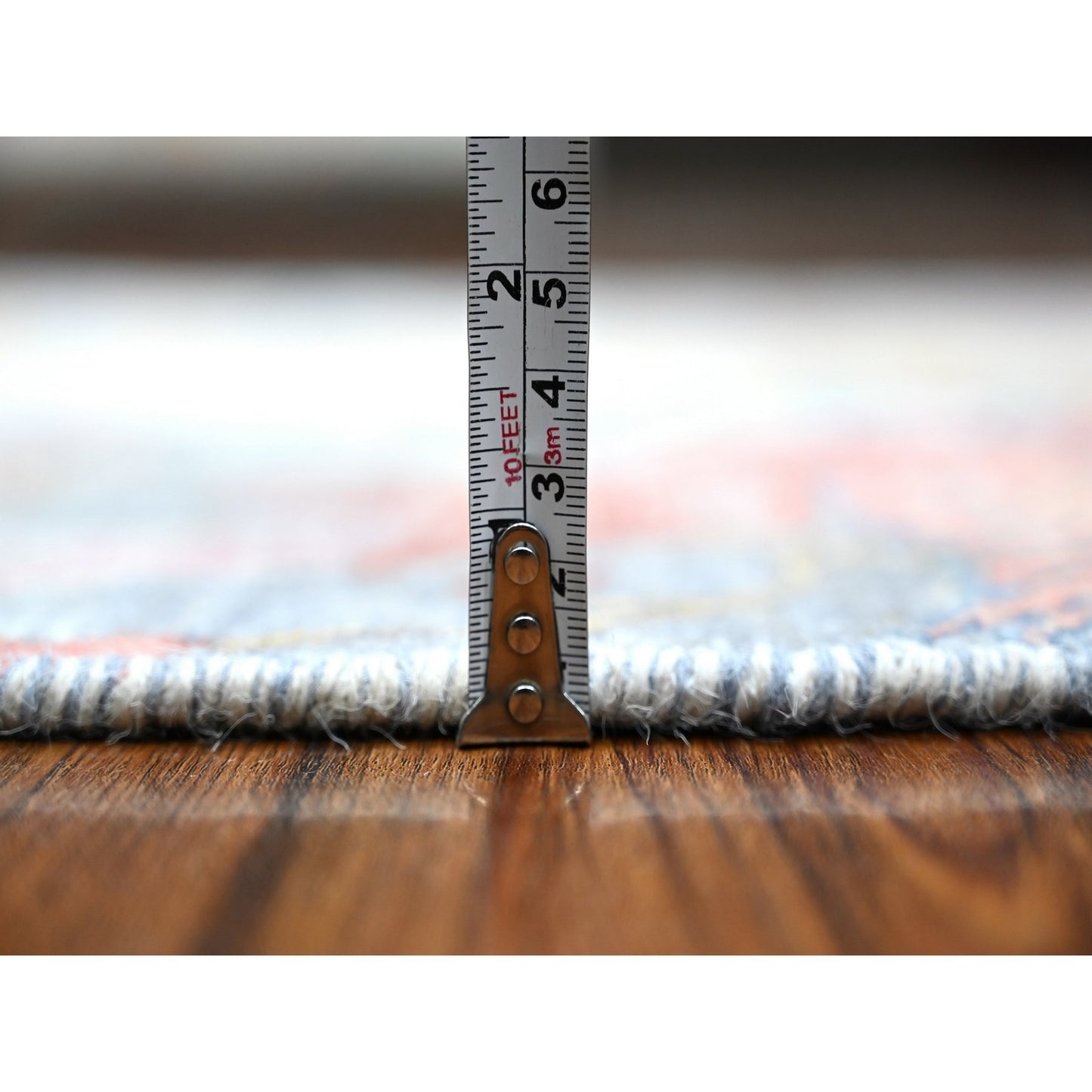 2'6"X5'10" Wales Gray Hand Knotted Peshawar Birds Paradise Wool Round Rug