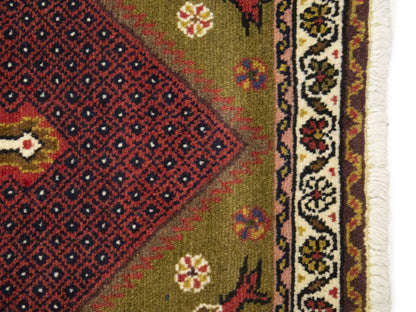 2X3 Ft Hand-Knotted Oriental Rug Animal Floral