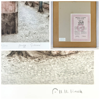 Francis Hebbelinck Etching "Brugge - Groenerei" Signed Limited Edition Belgium