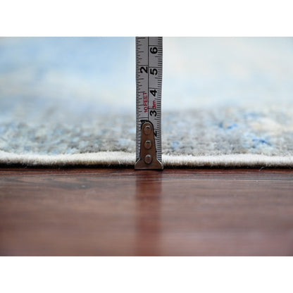 8'X8' Gray Hand Knotted Kashkuli Animal Figurines Soft Wool Square Rug