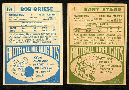 1968 Topps Football Card Complete Set (1-219) Griese Starr Unitas Sayers 198573