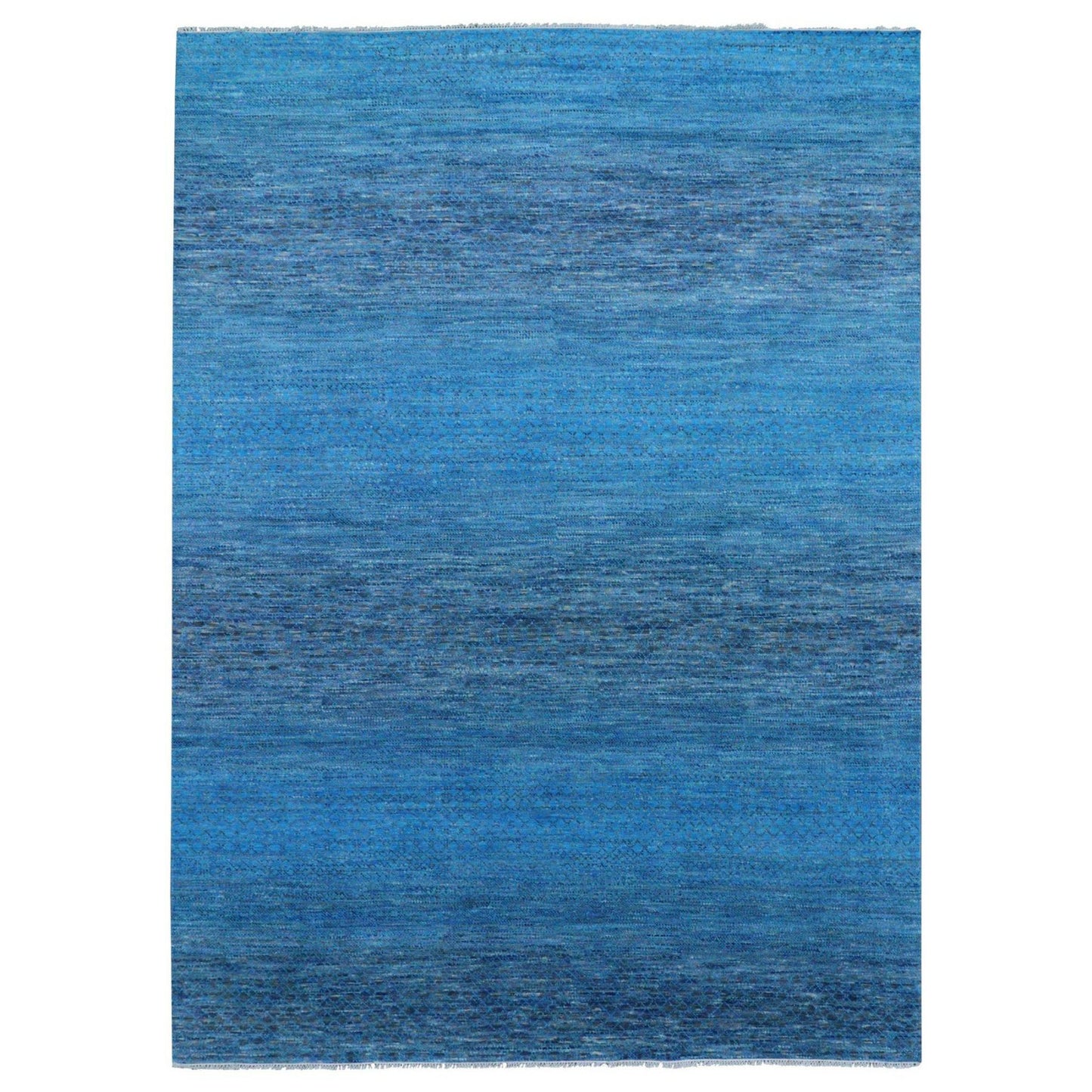 9'1"X11'10" Blue Pure Wool Hand Knotted Modern Chiaroscuro Collection Rug