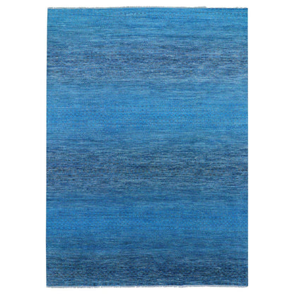 9'1"X11'10" Blue Pure Wool Hand Knotted Modern Chiaroscuro Collection Rug