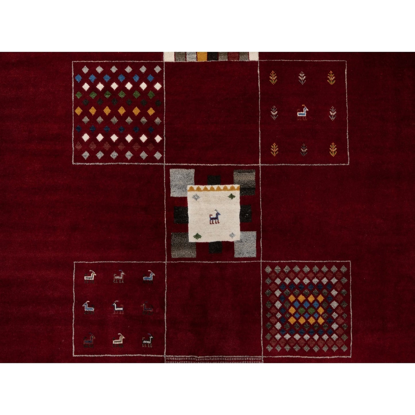 8'X10'1" Sangria Red Modern Hand Knotted Lori Buft Gabbeh Soft Wool Rug