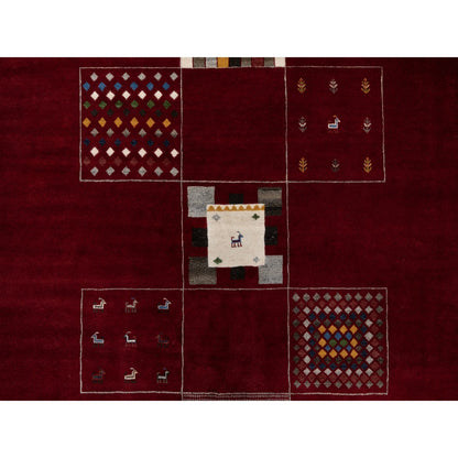 8'X10'1" Sangria Red Modern Hand Knotted Lori Buft Gabbeh Soft Wool Rug