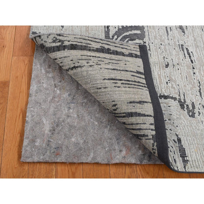 3'X5'6" Gray The Cane Pure Silk With Wool Hand Knotted Rug