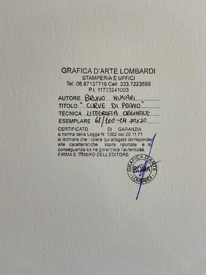 Bruno Munari Lithograph Signed Numbered Certified Stamp