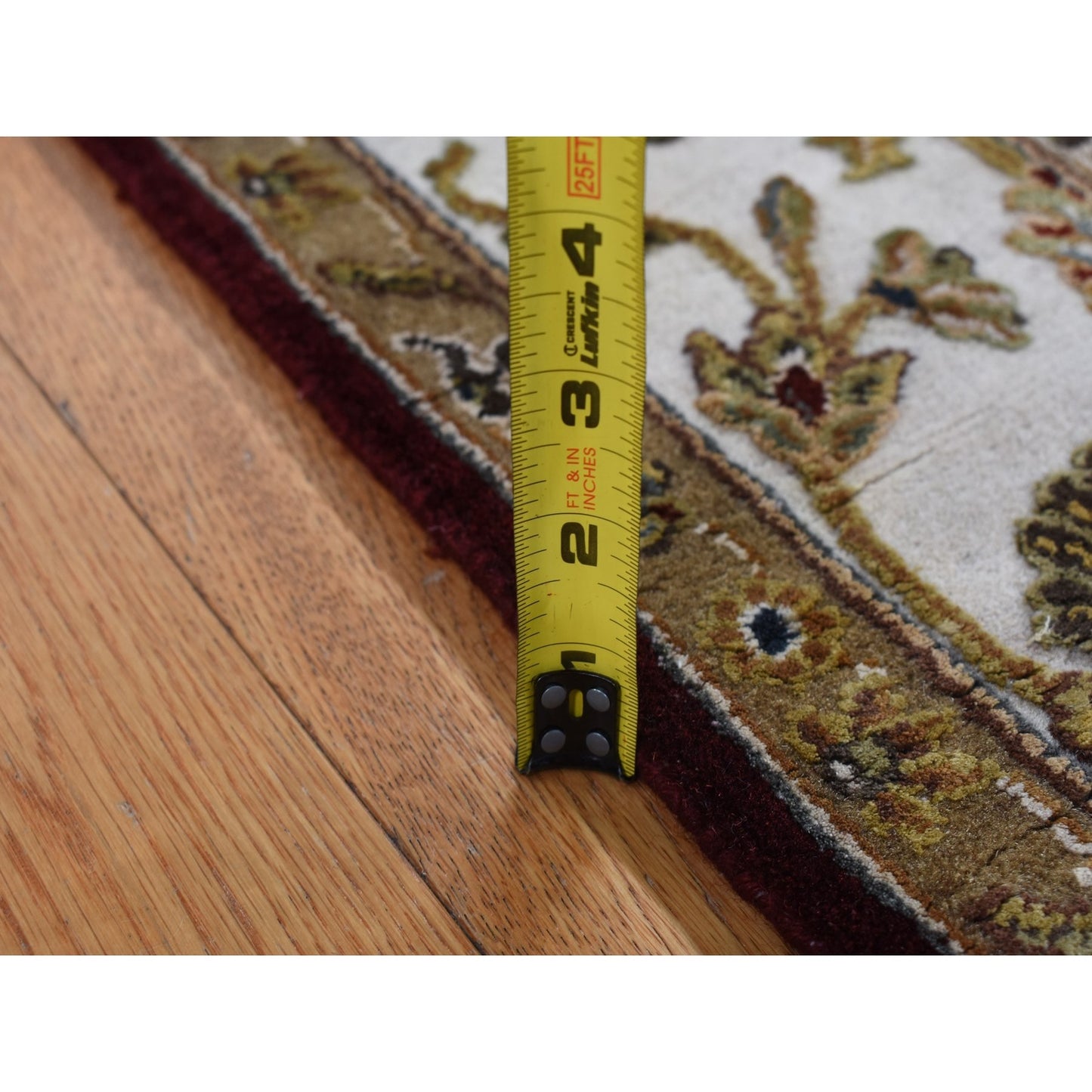 5'1"X7'1" Red Rajasthan Design Half Wool And Half Silk Hand Knotted Rug