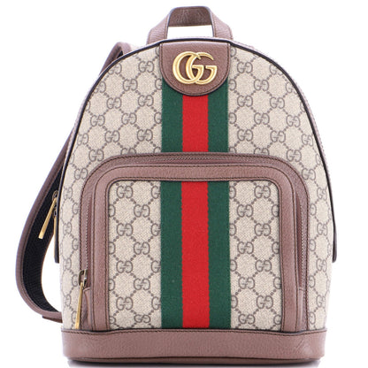 Gucci Ophidia Backpack Gg Coated Canvas And Leather Small