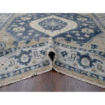 9'3"X12'3" Toasty Gray Bookshaish Design Hand Knotted Wool Oriental Rug
