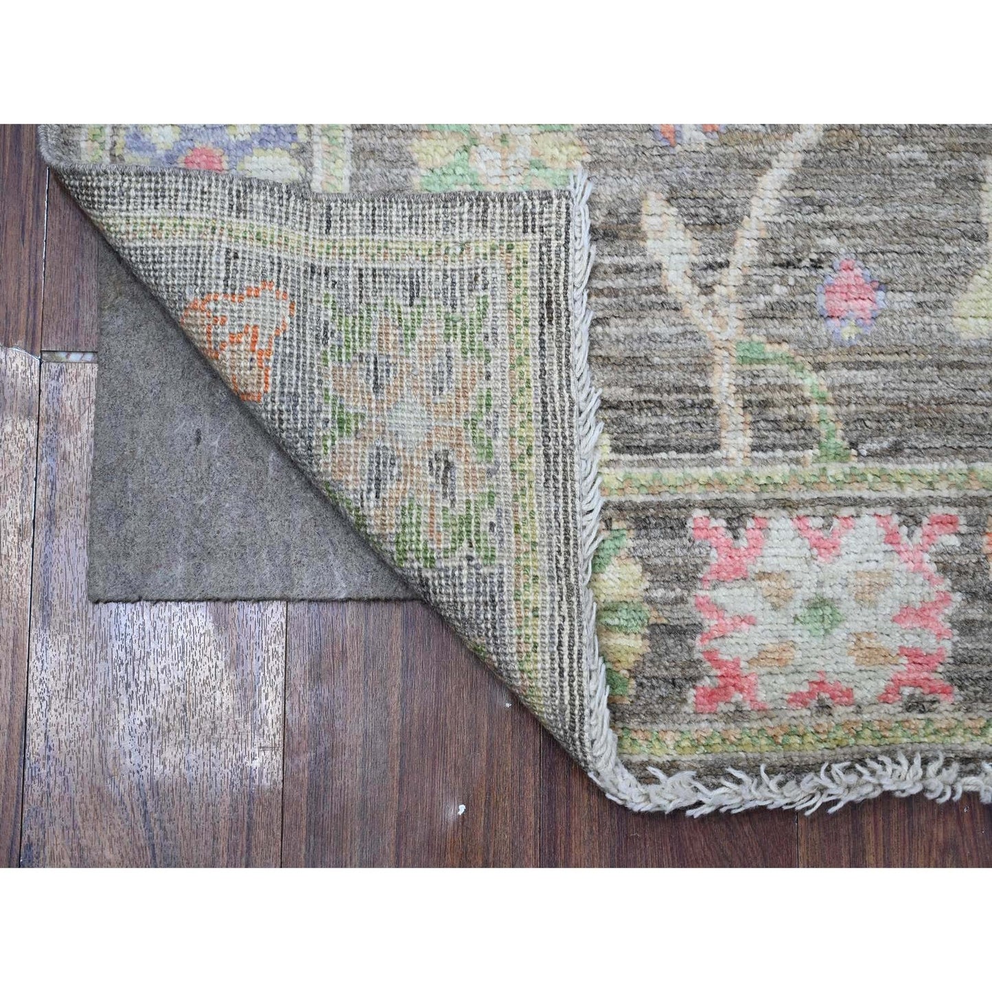 2'10"X10'7" Vampire Gray Afghan Angora Oushak Runner Oriental Rug