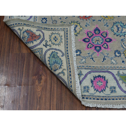 4'X5'9" Colorful Gray Fusion Kazak Pure Wool Hand Knotted Oriental Rug