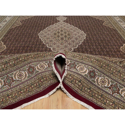 11'9"X15'1" Carmine Red Tebraz Mahi Soft Wool Hand Knotted Oversized Rug