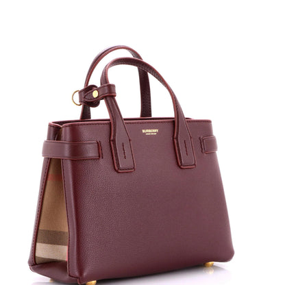 Burberry Banner Nm Tote Leather With House Check Canvas Small