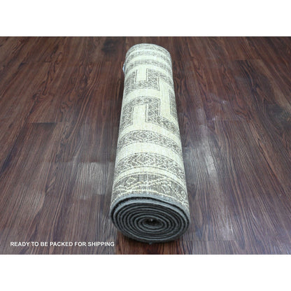 2'7"X9'5" Moroccan Berber Influence Pattern Wool Hand Knotted Runner Rug