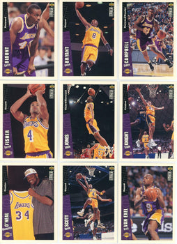 1996 Los Angeles Lakers Upper Deck Team Set Of 9 Cards