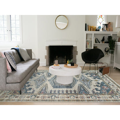 10'X14' Ivory Hand Knotted Reimagined Viss Design 100% Wool Oriental Rug