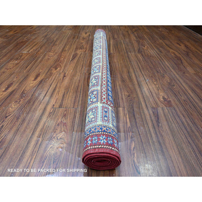 5'8"X8'1" Scarlet Red Shirvan Afghan Super Kazak Wool Hand Knotted Rug