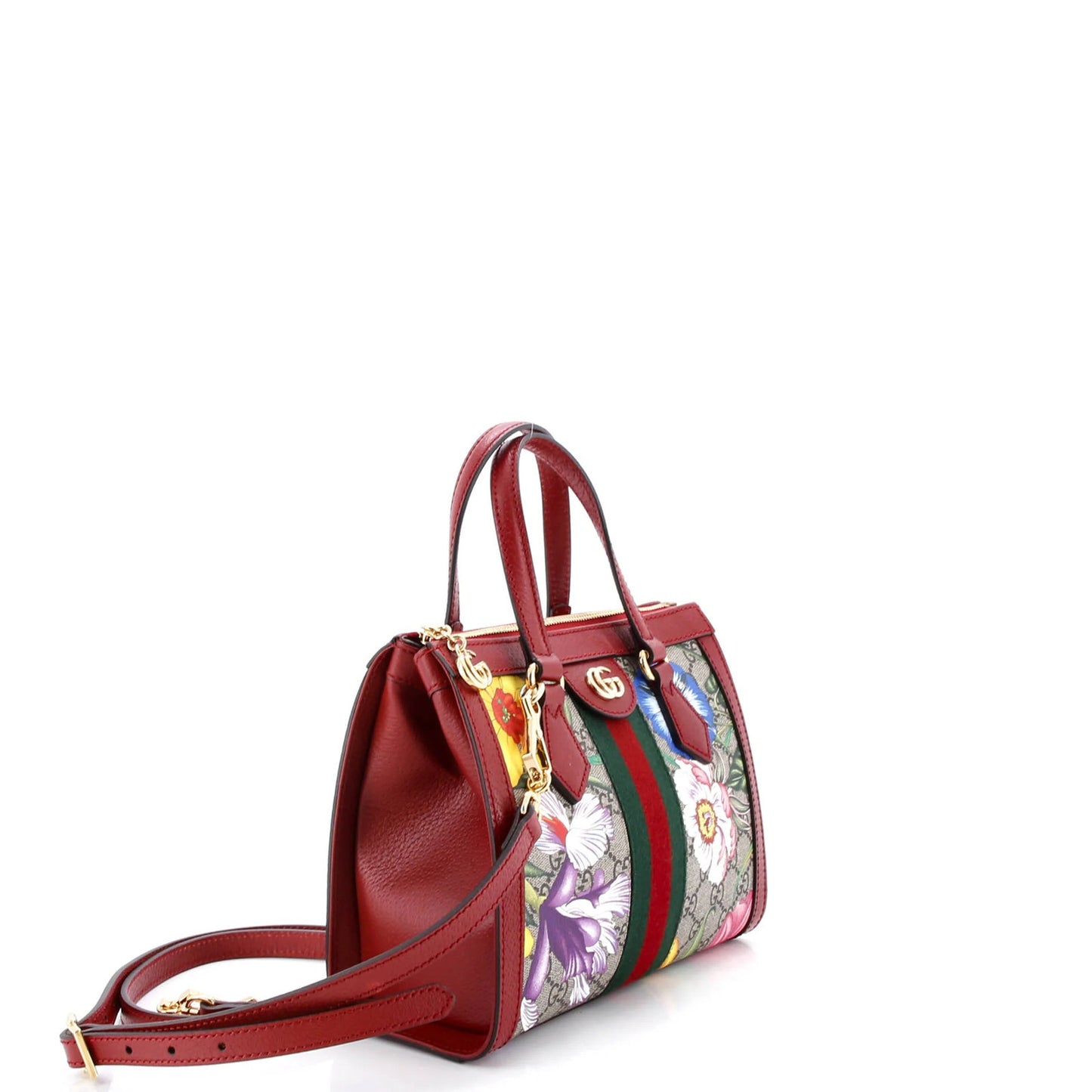 Gucci Ophidia Top Handle Tote Flora Gg Coated Canvas Small