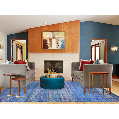 9'X12'2" Colorful Modern Leaf Design Silk And Wool Hand Knotted Rug