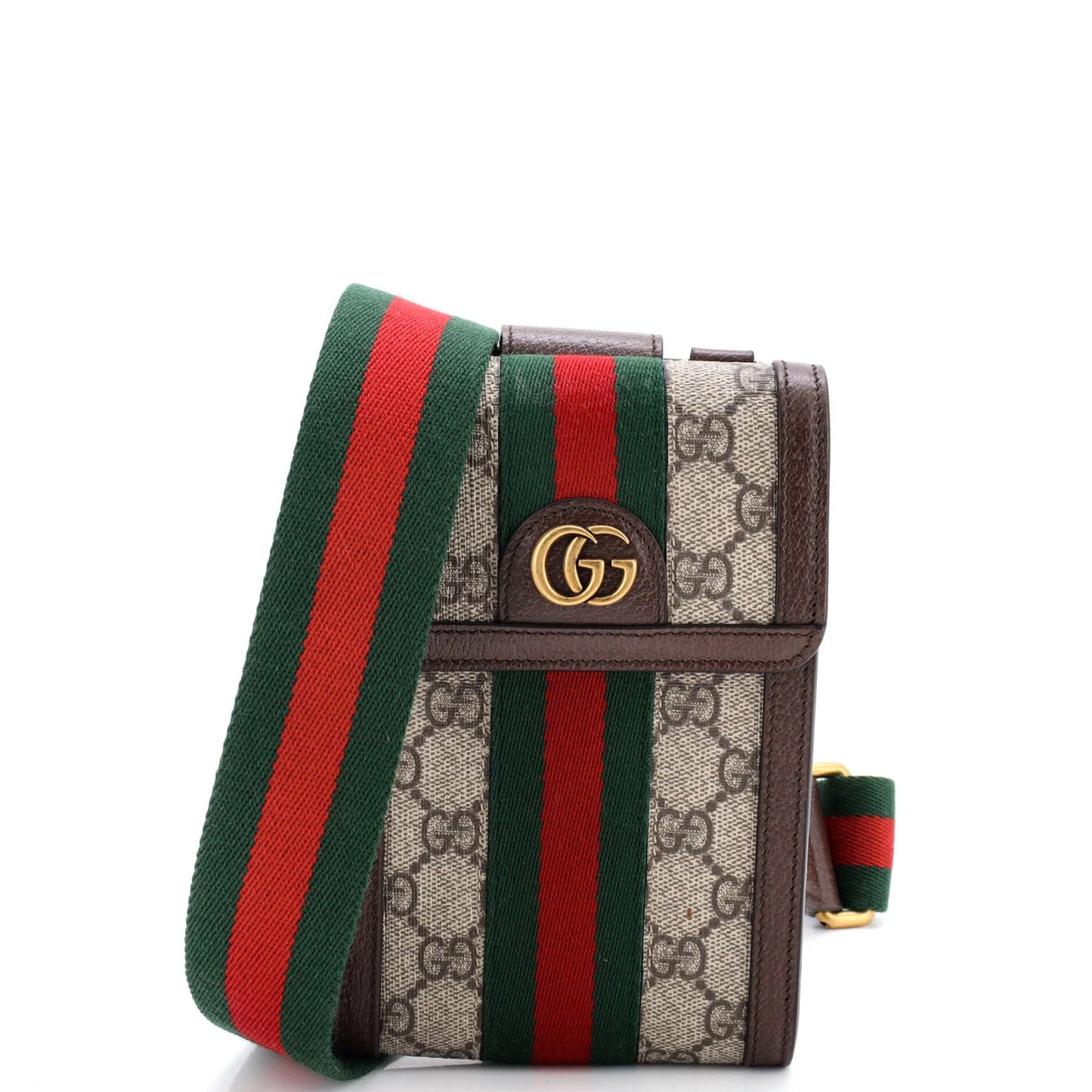 Gucci Ophidia Detachable Wallet Vertical Crossbody Gg Coated Canvas Mini
