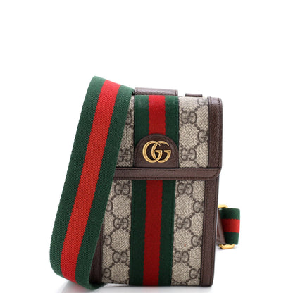 Gucci Ophidia Detachable Wallet Vertical Crossbody Gg Coated Canvas Mini