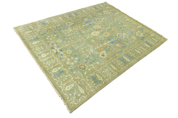 Large Handmade Olive Green Chobi Wool Tree of Life Rug 8X10 ft