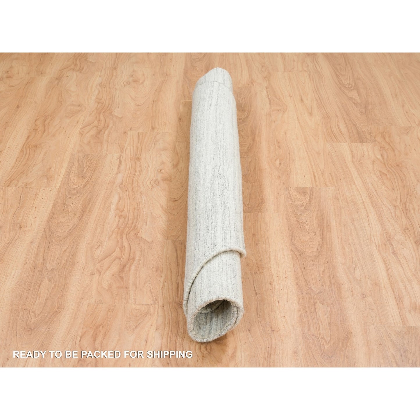 6'1"X6'1" Ivory Hand Loomed Undyed Natural Wool Modern Design Round Rug