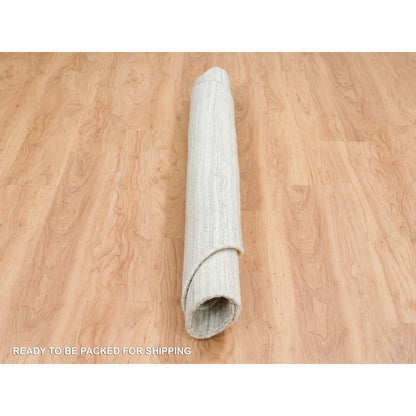 6'1"X6'1" Ivory Hand Loomed Undyed Natural Wool Modern Design Round Rug