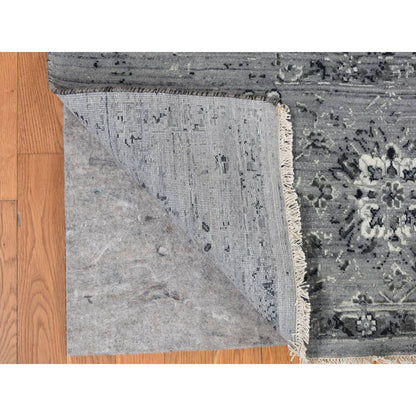 10'X10' Gray Zoroastrian Design Silk With Wool Hand Knotted Square Rug