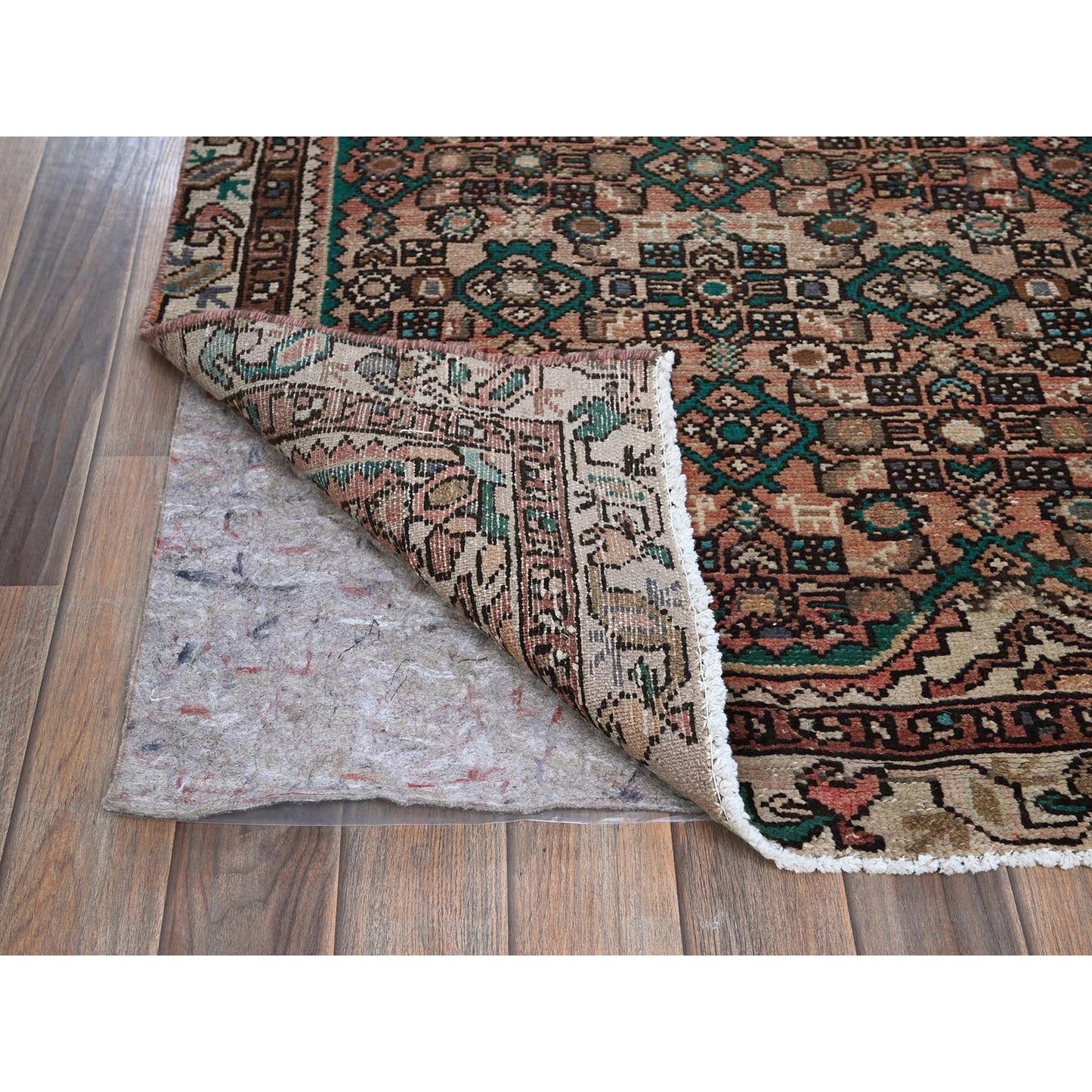 3'X8'1" Peach Vintage Zoroastrian Khamadan Hand Knotted Wool Runner Rug