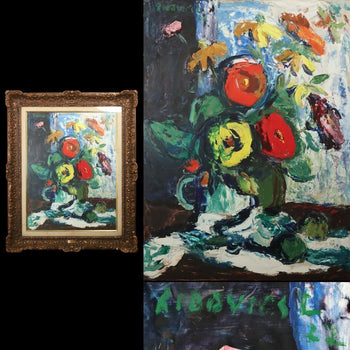 Laszlo Ridovics Hungarian Fauvist Large Oil Painting 